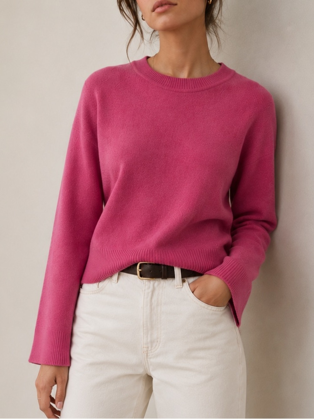 Abercrombie & Fitch Pink Crewneck Sweater Size XS Knit Stretch Bubblegum Summer